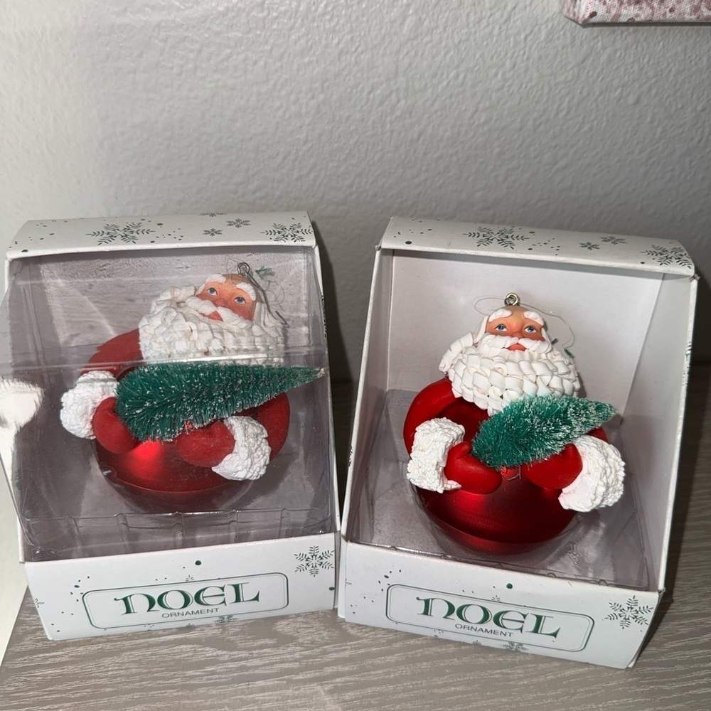 Dept 56 Noel Santa Claus Tree Glass Ball Christmas Ornament Holiday Collectible